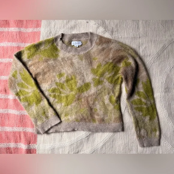 L Velvet by Graham & Spencer Tan and Green Baby Alpaca Soft Sweater - Picture 4 of 7